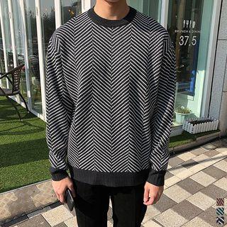 Crew-neck Herringbone Sweater