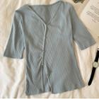 Asymmetrical Button Front Short-sleeve T-shirt