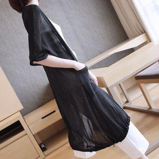 Plain Sheer 3/4 Sleeve Cardigan