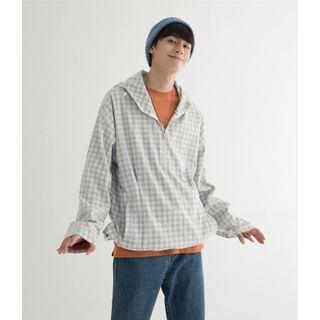 Checked Hooded Zip Jacket