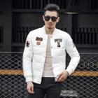Applique Stand Collar Down Jacket