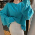 Button Back Chunky Sweater Sweater - Blue - One Size