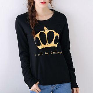 Crown Print Long-sleeve T-shirt