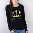 Crown Print Long-sleeve T-shirt