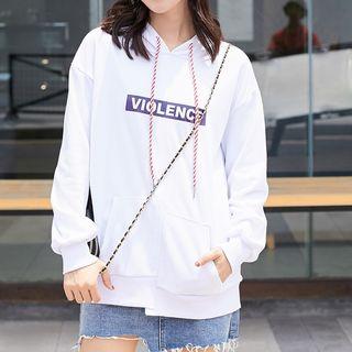 Asymmetric Hem Letter Hoodie