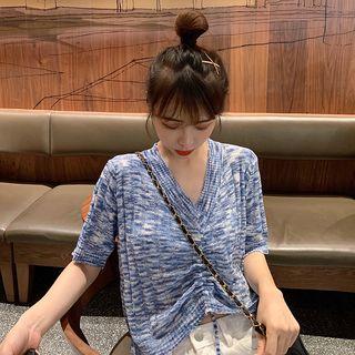 Drawstring Short Sleeve Knit Top