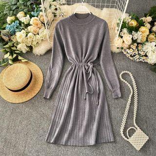 Drawstring-waist A-line Knit Dress