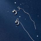 Star Moon Drop Earring 1 Pair - Silver - One Size