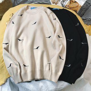 Couple Matching Whale Embroidery Sweater