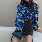 Color-block Loose-fit Blouse / Turtle-neck T-shirt / Corduroy Skirt