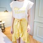 Set: Ruffle Sleeve Tunic + Dip-back Lace Skirt