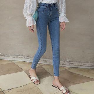 Slim Fit Raw Cuff Jeans