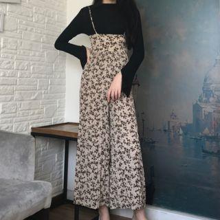 Floral Print Wide-leg Jumpsuit