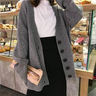 Button Cardigan / Midi A-line Skirt