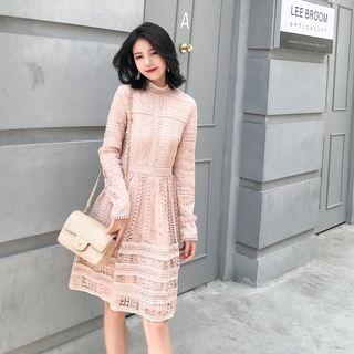 Long-sleeve Lace Dress / Floral A-line Dress