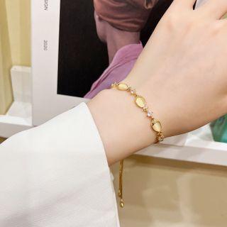 Fish Faux Cat Eye Stone Alloy Bracelet Gold - One Size