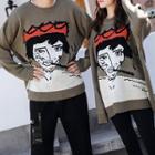 Couple Matching Printed Sweater / Boot-cut Pants / Harem Pants