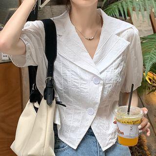 V-neck Cut-out Short-sleeve Blouse