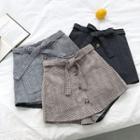 Double-pocket Ribbon Lace-up Plaid Shorts