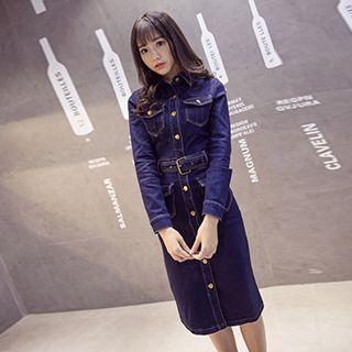 Buttoned Sheath Denim Dress