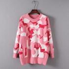 Camouflage Knit Sweater Pink - One Size