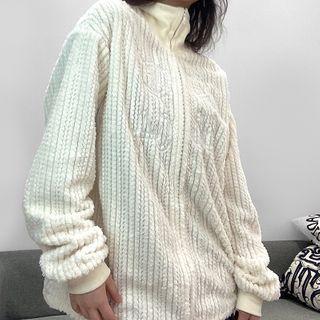 Mock-turtleneck Zip Cardigan
