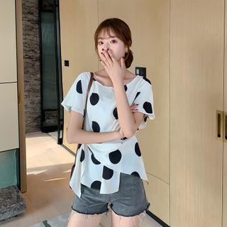 Round Collar Chiffon Wave Point Dress
