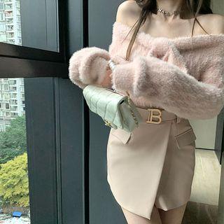 Fluffy Off Shoulder Knit Top