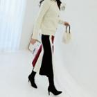 Band-waist Color-block Knit Skirt