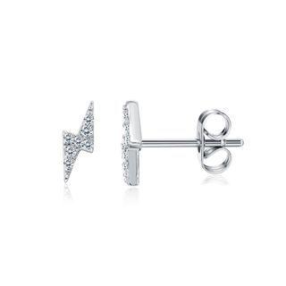 Simple And Fashion Lightning Cubic Zircon Stud Earrings Silver - One Size