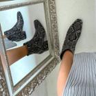 Block-heel Python Ankle Boots