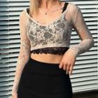 Lace Long Sleeve V-neck Crop Top