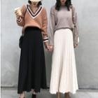 High-waist Knit Maxi Accordion Pleat Skirt