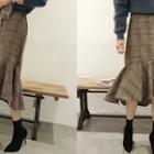 Ruffled Glen-plaid Wool Blend Midi Skirt