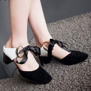Square Toe Block Heel Pumps