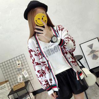 Floral Print V-neck Cardigan