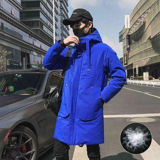 Lettering Trim Hooded Down Coat