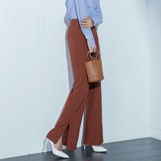 Side-slit Boot-cut Pants
