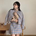 Houndstooth A-line Skirt / Turtleneck Sweater