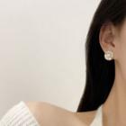 Rhinestone Faux Pearl Stud Earring E4603 - 1 Pair - Gold & White - One Size