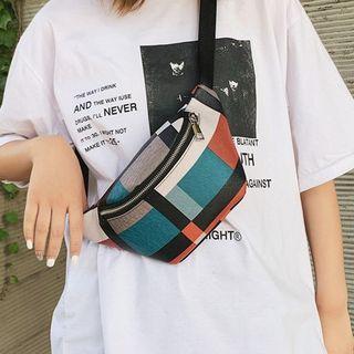Plaid Faux Leather Belt Bag