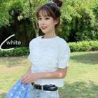 Short-sleeve Ruched Front Cropped Top