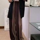Color Block Wide-leg Pants Brown - One Size