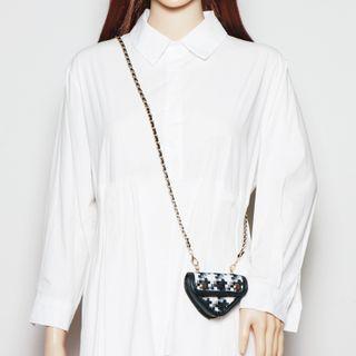 Triangle Faux Leather Crossbody Bag Black - One Size