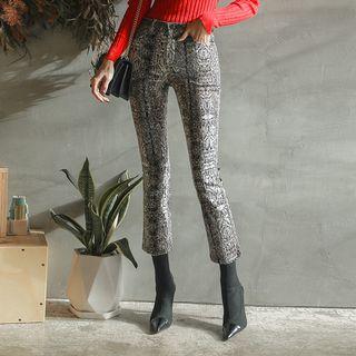 Snake Print Slim-fit Pants