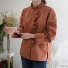 Frill-trim Slit-side Blouse