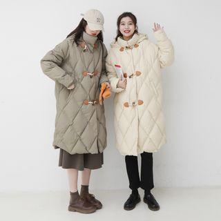 Hooded Quilted Duffle Coat Beige Almond - One Size