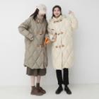 Hooded Quilted Duffle Coat Beige Almond - One Size