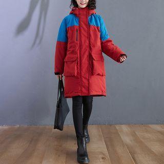 Color-block Cargo Padded Coat