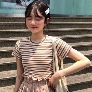 Striped Short-sleeve T-shirt Stripes - Yellow - One Size